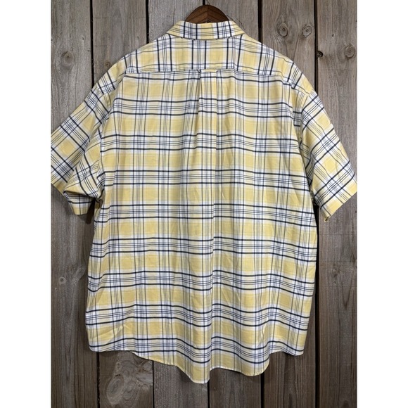 Towncraft XXL Wrinkle-Free Yellow Plaid Short Sleeve Button Down Shirt Vintage 9 - Picture 4 of 4